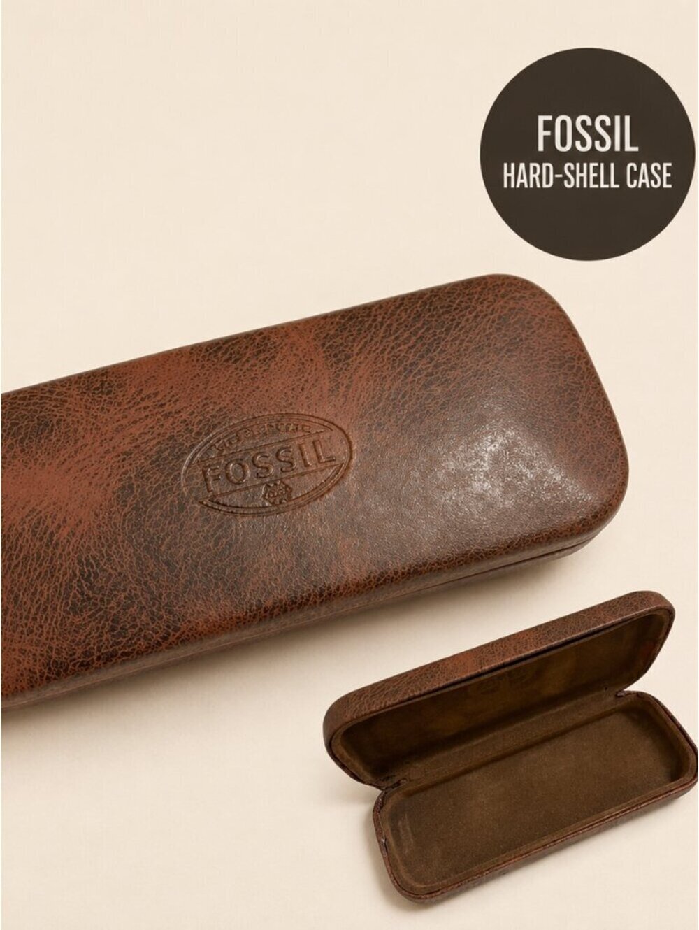 Fossil | Hard Shell Glasses Sunglasses Case Brown Faux Leather 5.5"